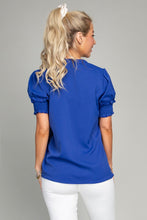 Load image into Gallery viewer, Stand collar blouse with puff sleeve
