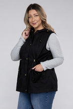 Load image into Gallery viewer, Plus Drawstring Waist Military Hoodie Vest
