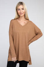 Load image into Gallery viewer, Dolman Long Sleeve V-Neck Side Slit Hi-Low Hem Top
