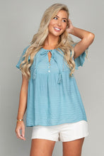 Load image into Gallery viewer, Tie Neck Butterfly Sleeve Blouse
