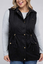 Load image into Gallery viewer, Plus Drawstring Waist Military Hoodie Vest
