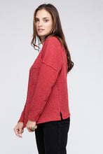 Load image into Gallery viewer, Ribbed Brushed Melange Hacci Sweater with a Pocket

