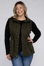 Load image into Gallery viewer, Plus Drawstring Waist Military Hoodie Vest
