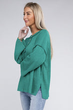 Load image into Gallery viewer, Ribbed Brushed Melange Hacci Henley Sweater
