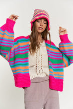 Load image into Gallery viewer, Chunky Knit Multi-Striped Open Sweater Cardigan
