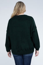 Load image into Gallery viewer, Plus Oversized Round Neck Raw Seam Melange Sweater
