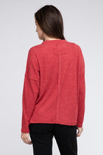 Load image into Gallery viewer, Ribbed Brushed Melange Hacci Sweater with a Pocket
