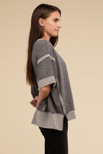 Load image into Gallery viewer, Contrast Trim Top Stitching Drop Shoulder Top
