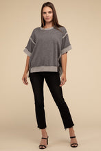Load image into Gallery viewer, Contrast Trim Top Stitching Drop Shoulder Top
