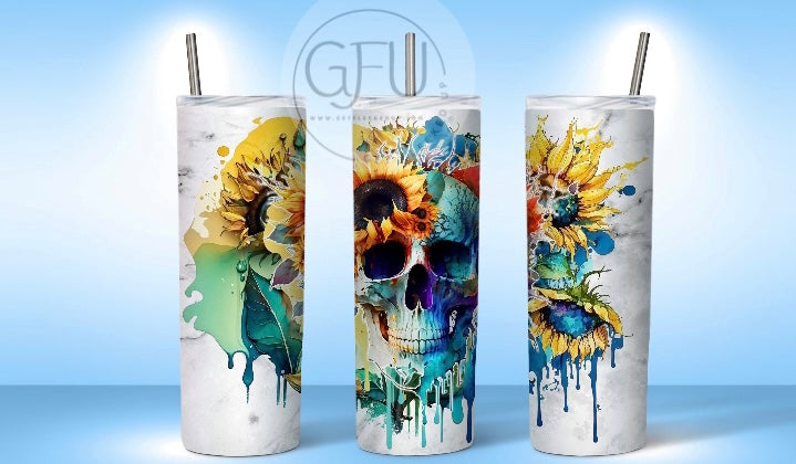 Skulls with Sunflowers Tumbler