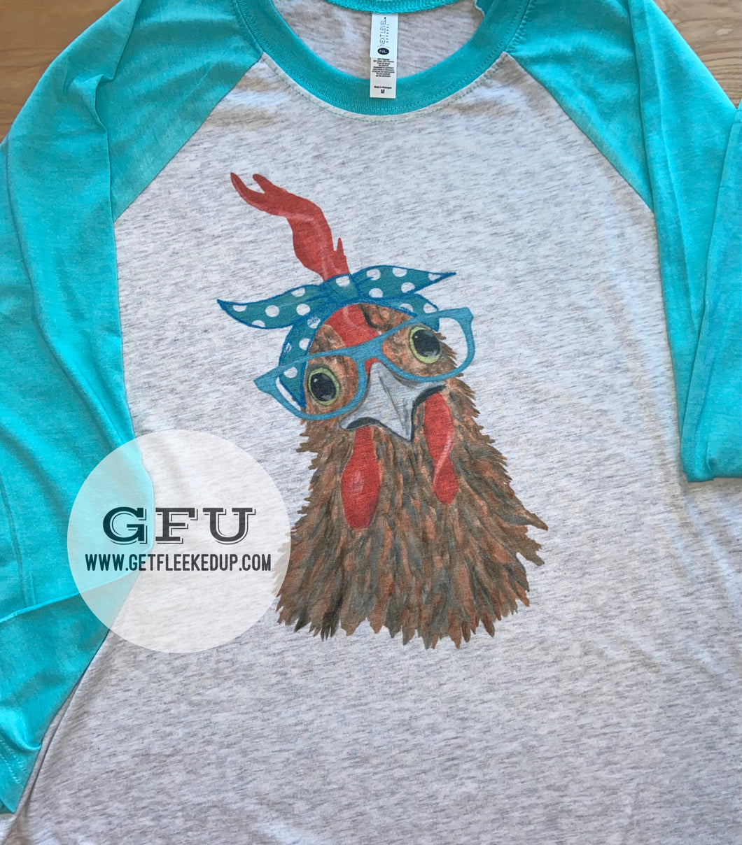 Teal Chicken with Glasses