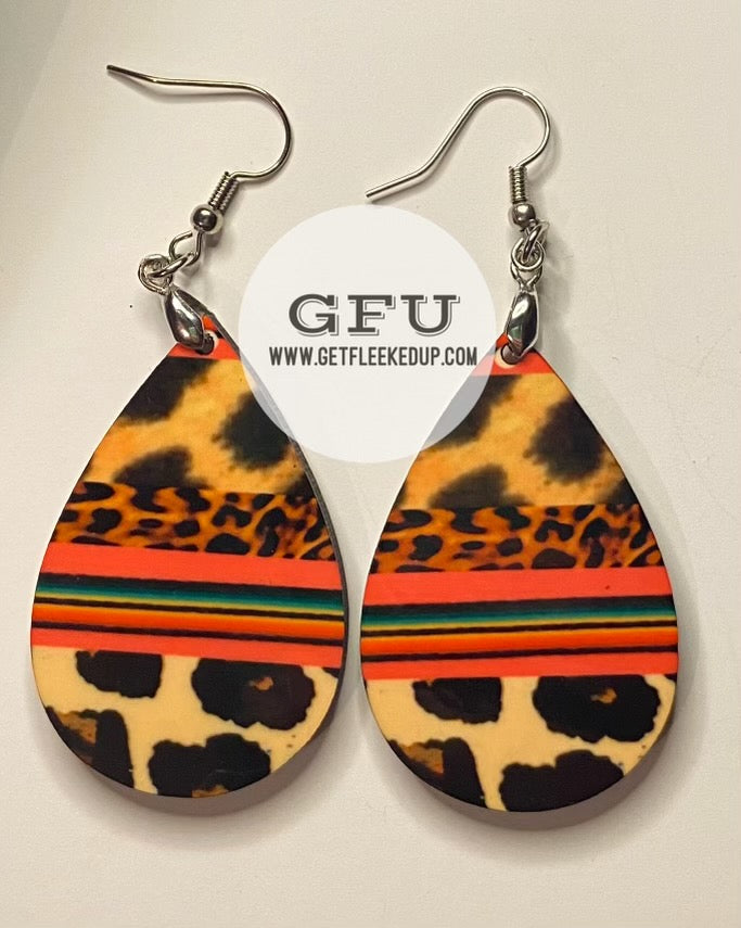 Striped Animal Print Earrings