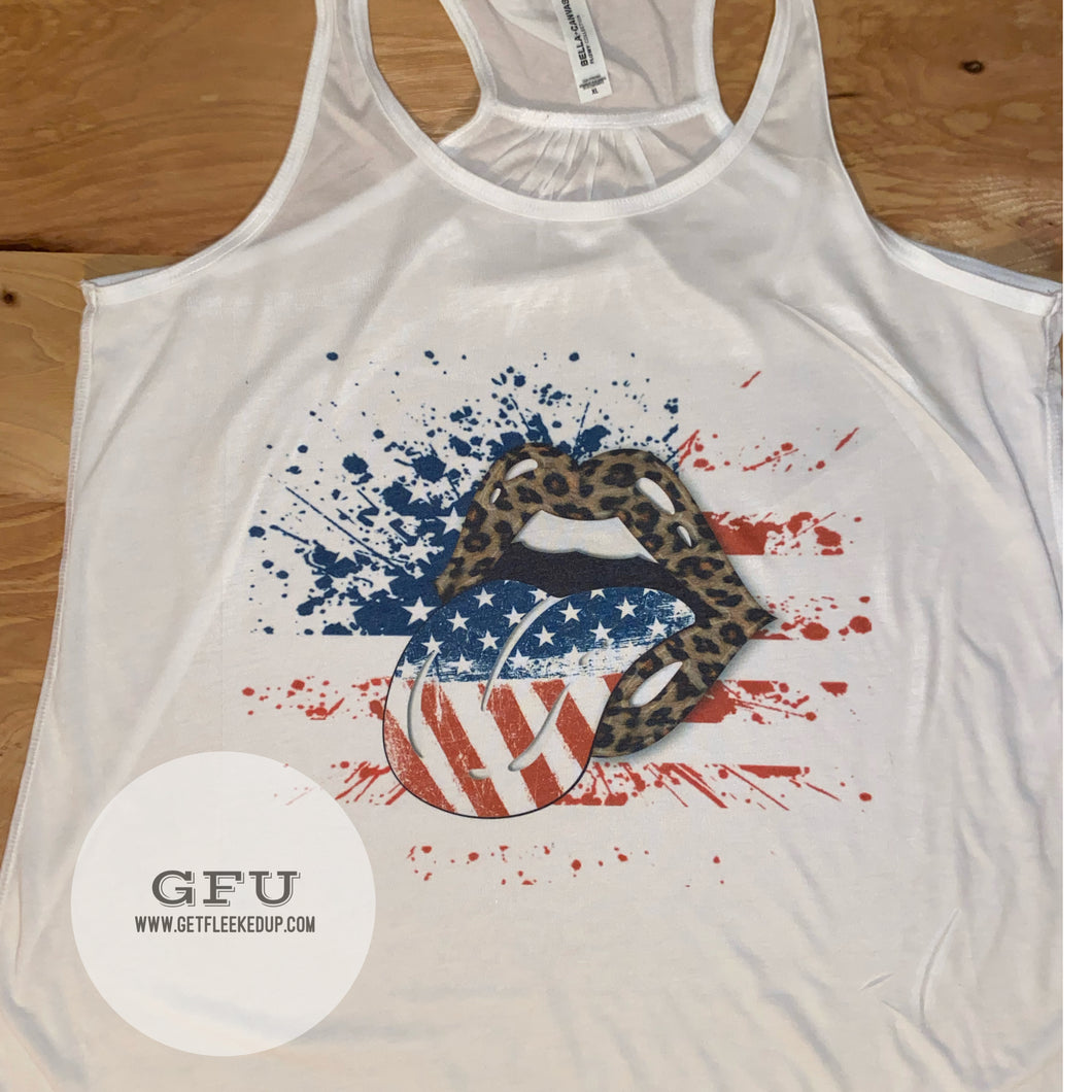 American Flag Lips Tank