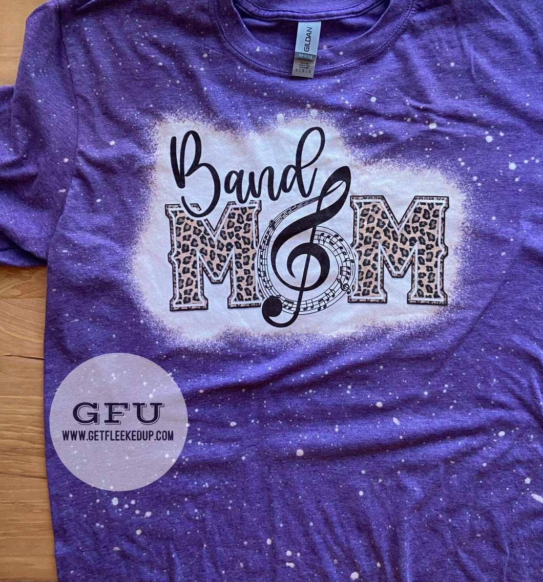 Band Mom Leopard Acid Wash Shirt
